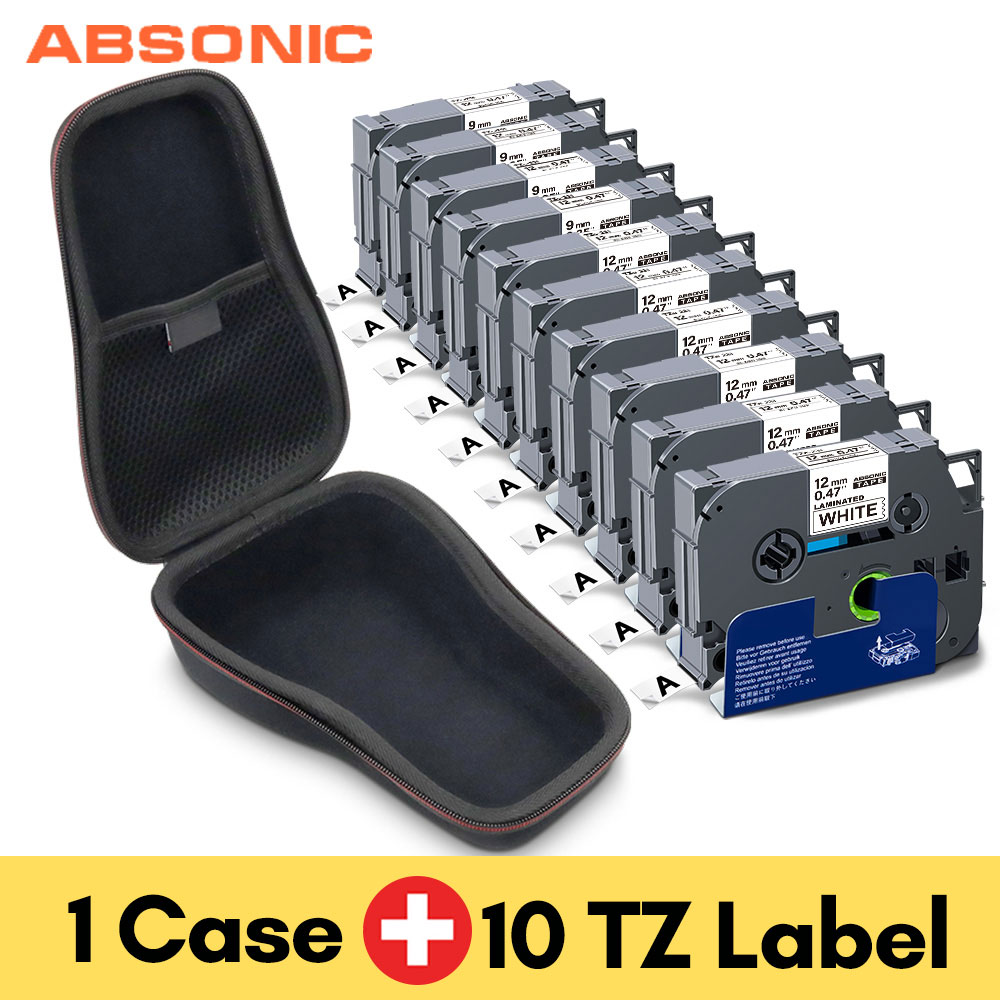 Absonic 10PK 231 12Mm Label Voor Brother Lamineren Lint Hard Case Voor Brother Pt-Touch H110 PT-H110 Label printer Zak Opslag: 1 Case 10pk label