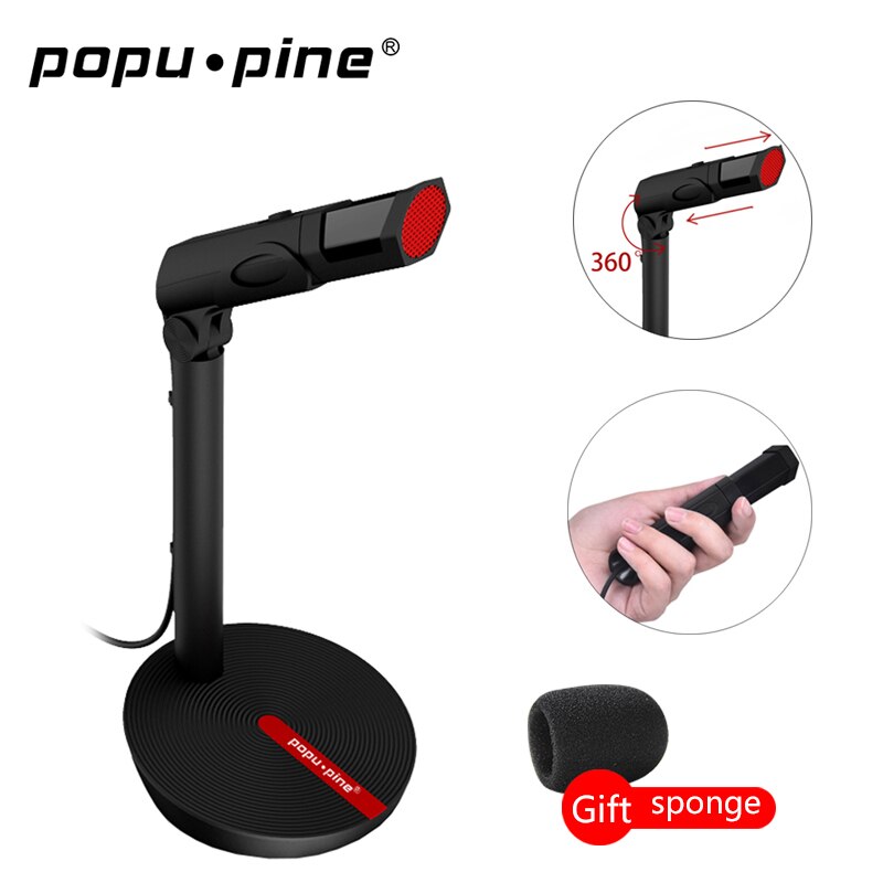 Popupine Wired Condenser Studio Microphone USB 3.5mm Microphone, Flexible Microphone For Computer Laptop Gaming