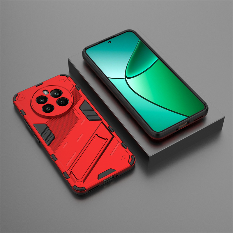 Voor Realme 12 Plus 5G Case Armor Schokbestendige Telefoonhoesjes Voor Oppo Realmi 12 Plus Realme 12 + 5G Magnetische Autohouder Stand Cover: Frosted Zwart