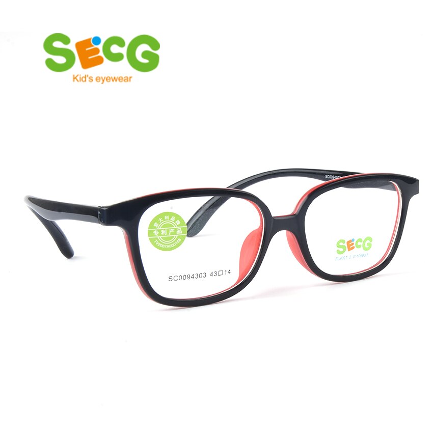 SECG Optical Strabismus Tough Children Glasses Round Big Frame Plastic Titanium Glasses Children TR90 Kids Eyewear Strap: C3