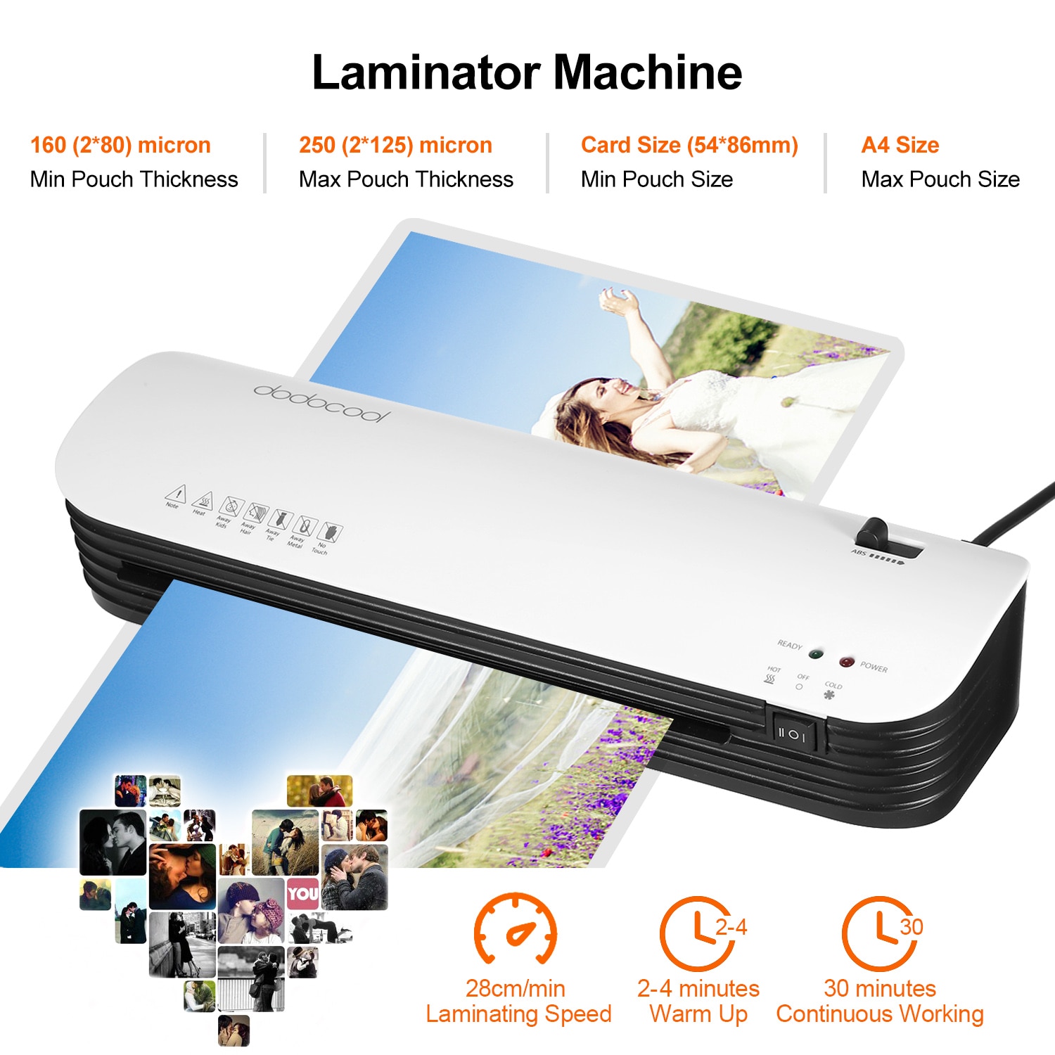 dodocool SL299 Laminator Machine Set A4 Size and Cold Lamination 2 Roller System with 20 Laminating Pouches Paper Cutter