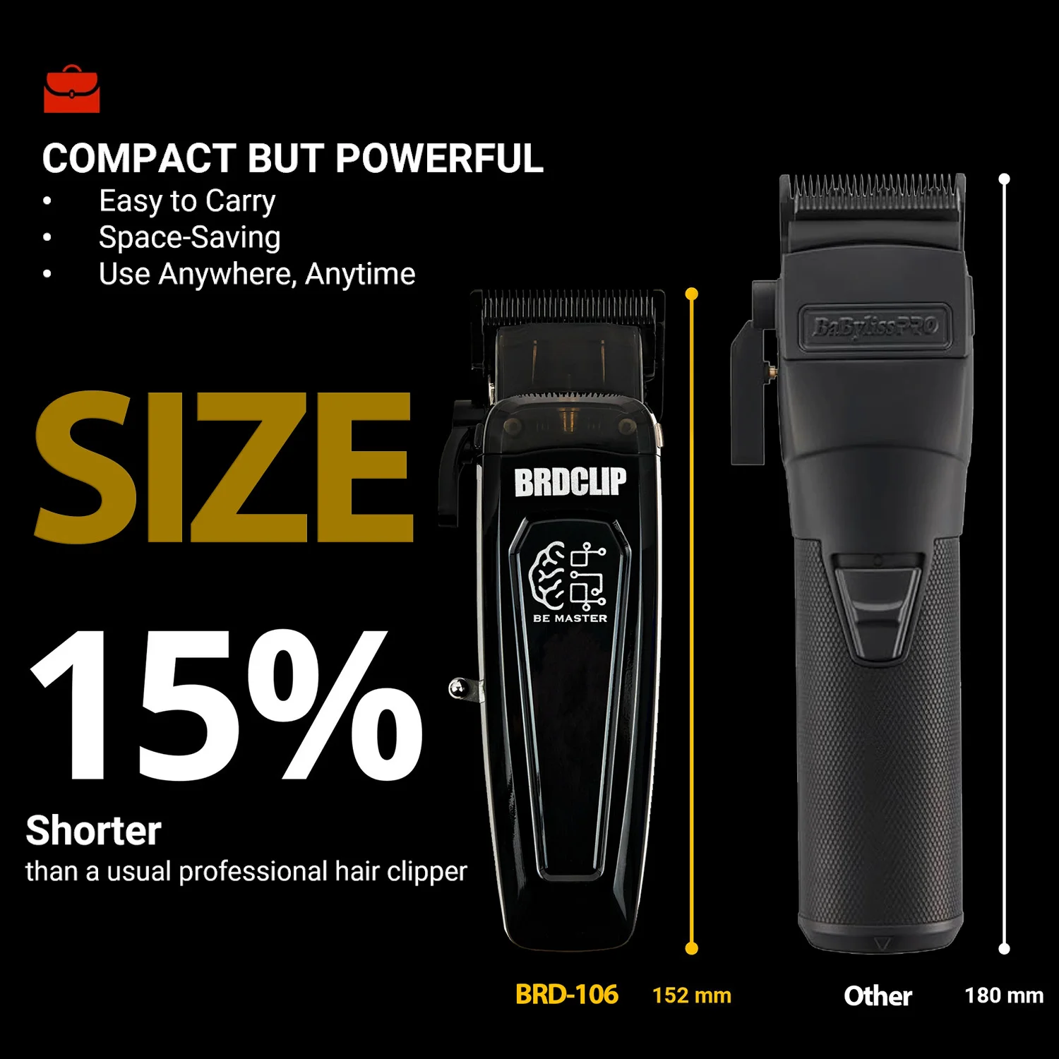 BRDCLIP BRD106 cortadora de pelo eléctrica inalámbrica con cabezal de aceite , cortadora de peluquería de 7500RPM, máquina de peluquero con cuchilla DLC para hombres