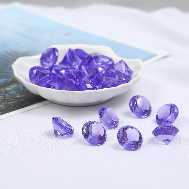 Bijoux en Faux diamant 20MM, coffre au trésor, Pirate, cristal acrylique, remplissage, jouets, accessoires, confettis, décorations de mariage: Violet