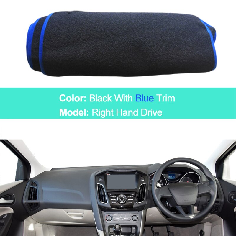Cubierta de salpicadero interior de coche, alfombra, capa, almohadilla, para Ford Focus Titanium SE Electric S SEL , , , , , , 2 capas: RHD Blue