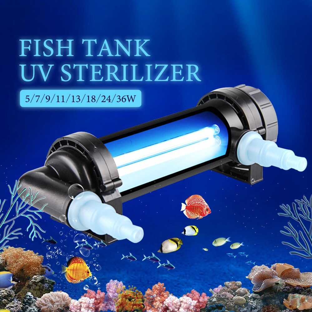 5-36w akvarium uv bakteriedræbende lampe ultraviolet fiskedam rent vand nedsænket sterilisationslampe akvarium desinfektionslampe