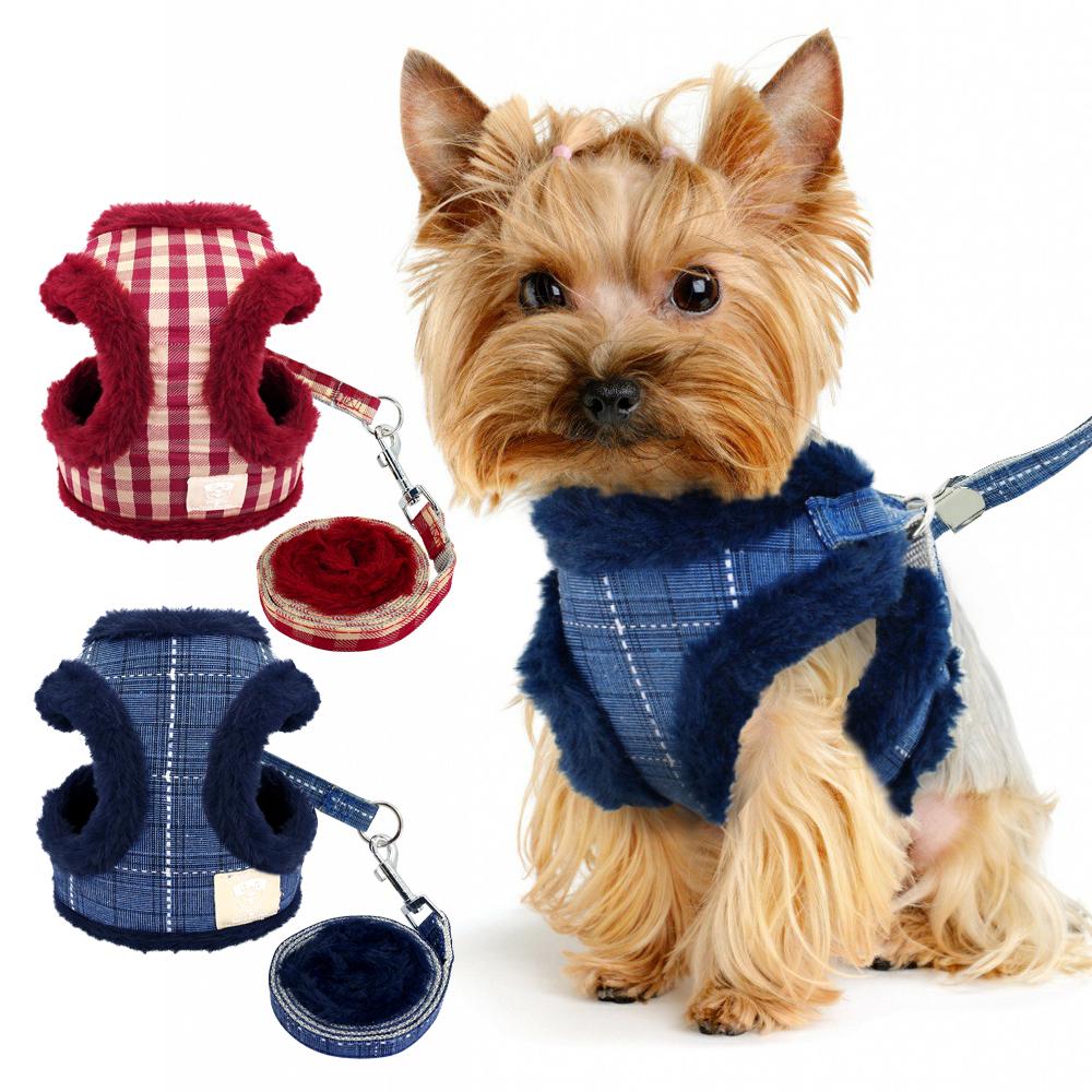 Warm Hond Harnas Chihuahua Yorkshire Kleine Honden Kat Harness En Leash Set Winter Hond Puppy Vest Zachte Fleece Gevoerde Huisdier jas