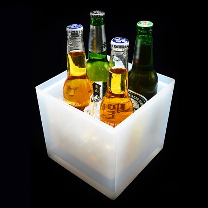 Barra de cubitera cuadrada de doble capa LED duradera, soporte de agua para vino helado R66B