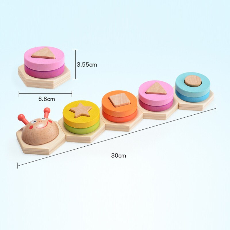Bunte Geometrische Formen Passende Spielzeug Kinder Früh Lernen Übung Hände-auf Fähigkeit Montessori Pädagogisches Holz Spielzeug ZXH: Caterpillar Shape