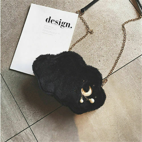 Damen-wintertasche mit niedlichem wolkenmuster, plüschtasche für damen und mädchen, umhängetasche, weiche handytasche