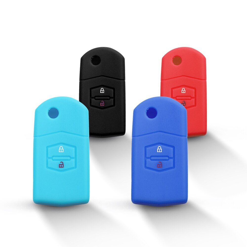 KEYYOU-funda de silicona para llave de coche, soporte para 2 botones, plegable, para MAZDA 3, 2, 6, CX7, CX9
