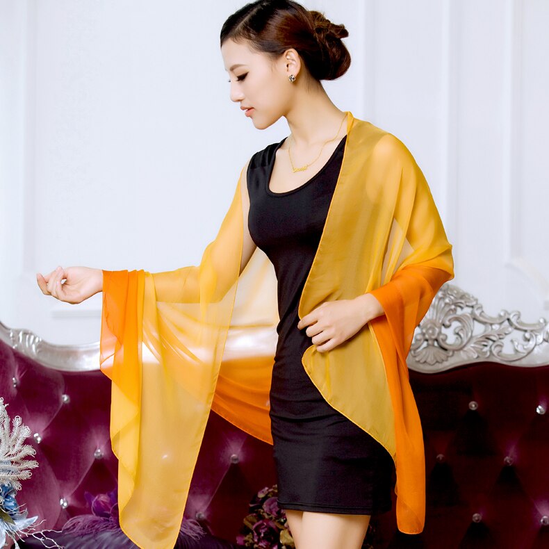 Foulard en soie pour femme, châle, hijab, dégradé, couleur unie, long, musulman: 4