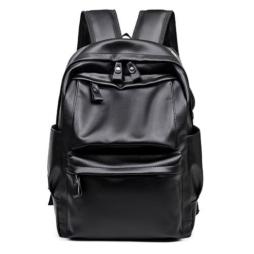 Chuwanglin Brand Men Backpack Leather School Backpack Bag Waterproof Travel Bag Casual Leather Book bag Male F62403: black