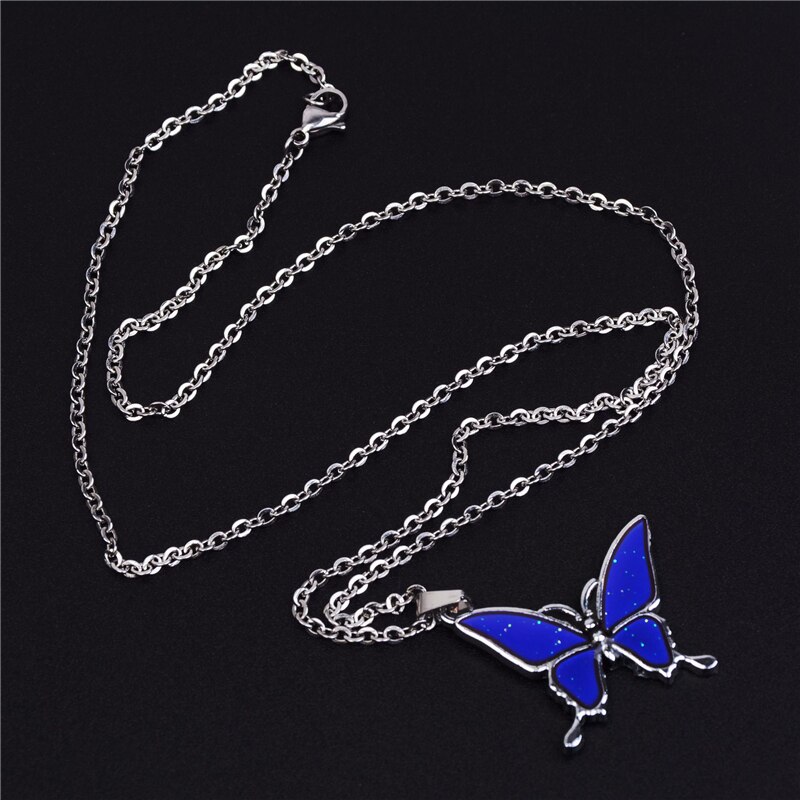 Temperatur Steuer Farbe Ändern Schmetterling Anhänger Halsketten Edelstahl Kette Stimmung Halskette Frauen ErkläSprosse Schmuck