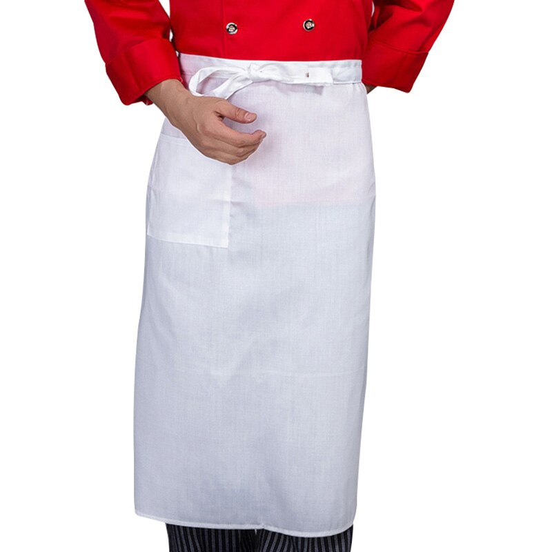 -uniformt kort förkläde med fickor halv midja förkläde restaurang servitörer servitris uniform matservering köksförkläde: Vit