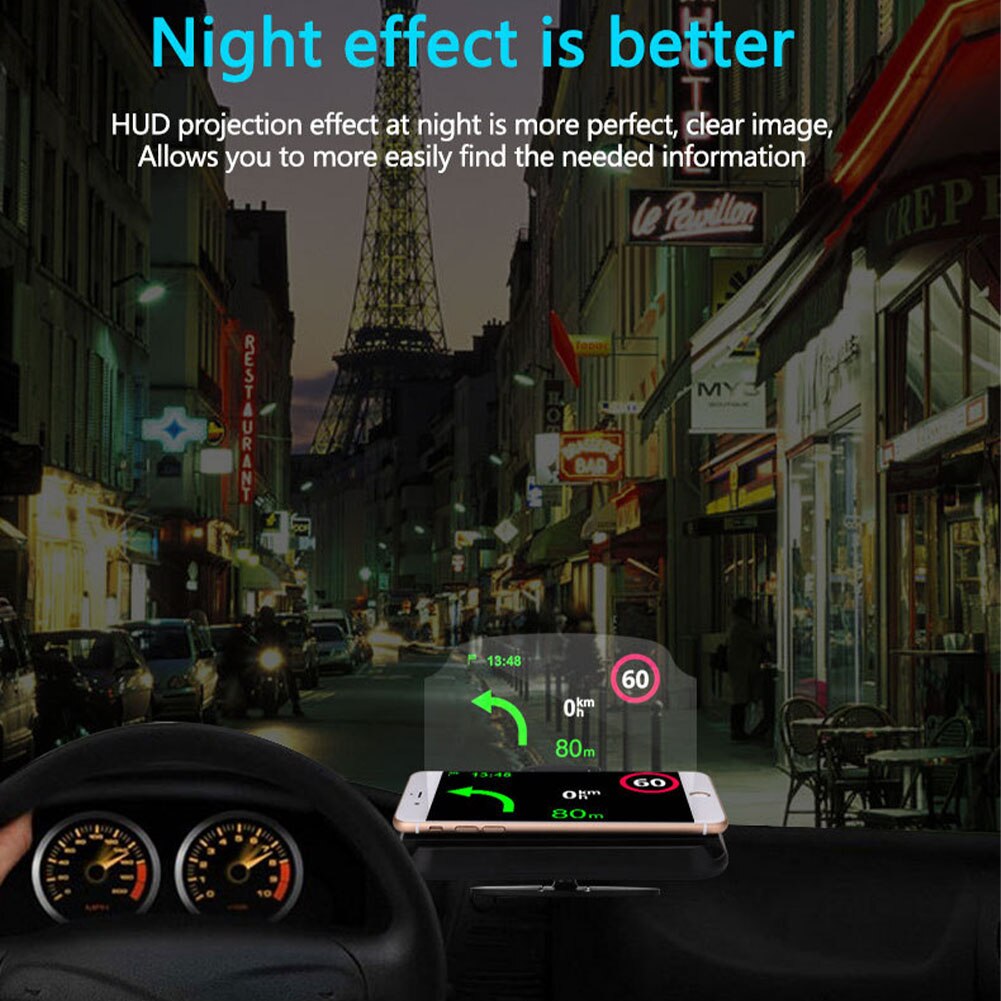 Hd bil hastighedsadvarsel bærbar head up display sikker kørsel telefonholder multifunktions projektor smart klar gps navigation