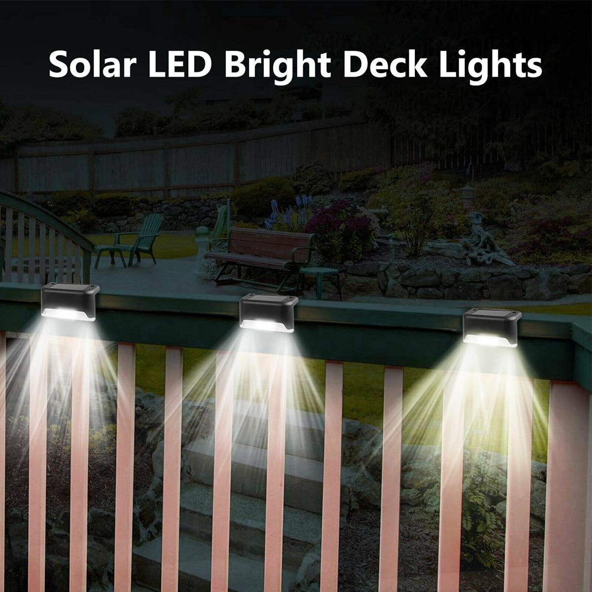 1/2/4 stk soldæk lys trappe hegn led lampe udendørs sti gårdhave  ip65 vandtæt hvid lys holdbar abs soldæk lys