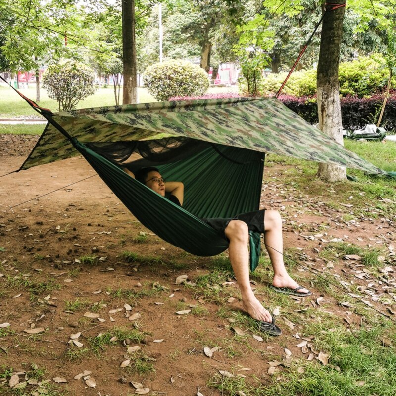 Fortelt strand udendørs camping fortelt dækket hængekøje regn flyve presenning vandtæt telt
