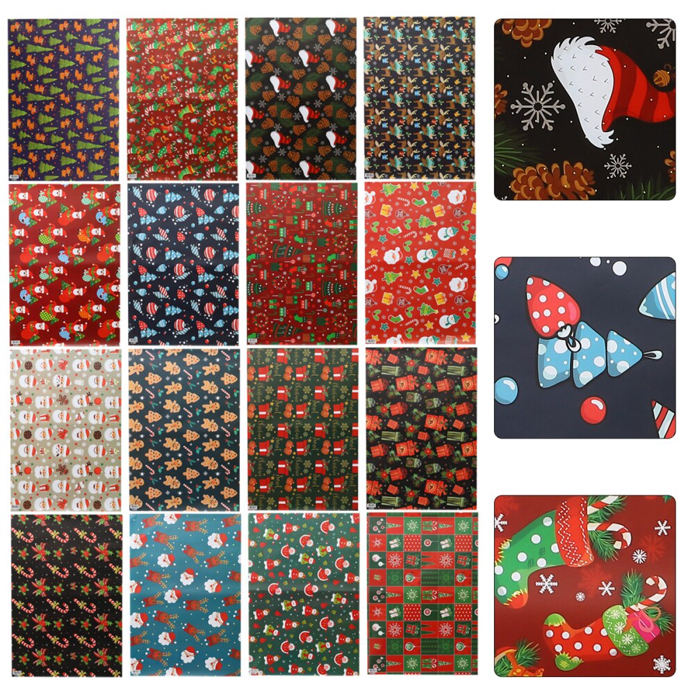 16 Rolls of Christmas Wrapping Paper Christmas Wrapping Roll (Mixed Style)