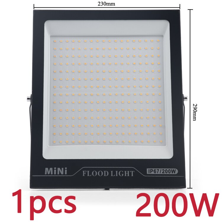 MiNi Spot light 200W 220v Flood Light LED Tempered glass Waterproof IP67 Thinnest Flood Lamp For Square 10W 20W 30W 50W 100W: 200W 1pcs / Warm White