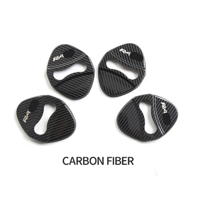 Car Stainless Steel Door Lock Protective Cover For Toyota RAV4: carbon fiber