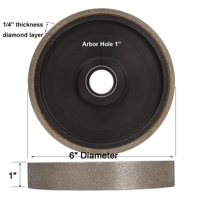 6” Dia X 1“ with Arbor Hole Diamond Grinding Disc CBN Grinding Wheels (for Sharpening High Speed Steel Woodturning Tools)