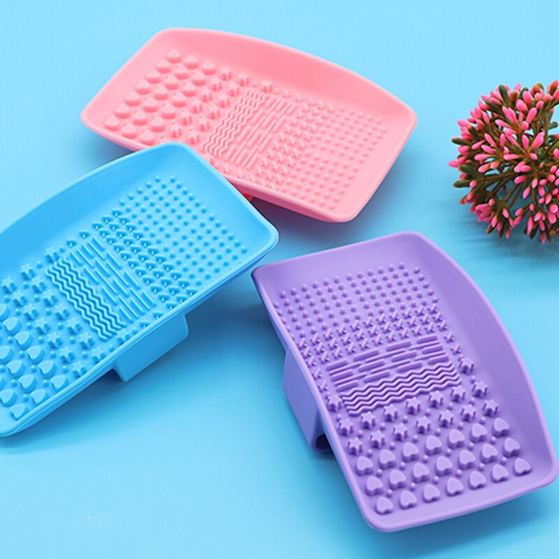 Almohadilla de limpieza para pinceles de maquillaje, tapete de silicona para cosmética, cepillo para cejas, herramienta de lavado, tabla raspadora, accesorios para brochas de maquillaje