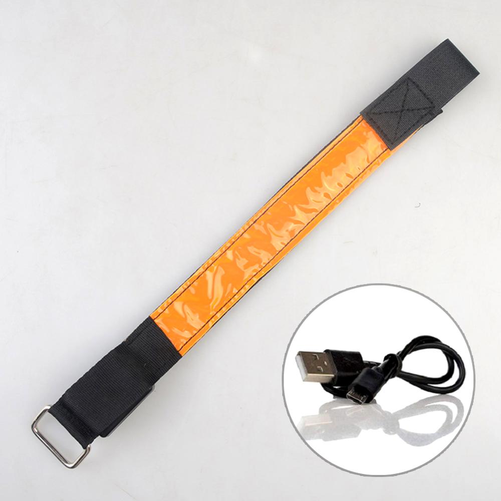 Usb genopladeligt led lysende armbånd reflekterende bånd nat sikkerhedsbånd løbe cykeludstyr til joggere cyklister vandrere koncerter: Orange