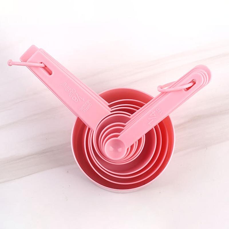 4Pcs/5pcs/10pcs Multi Purpose Spoons/Cup Measuring Tools PP Baking Accessories Stainless Steel/Plastic Handle Kitchen Gadgets: 10pcs pink