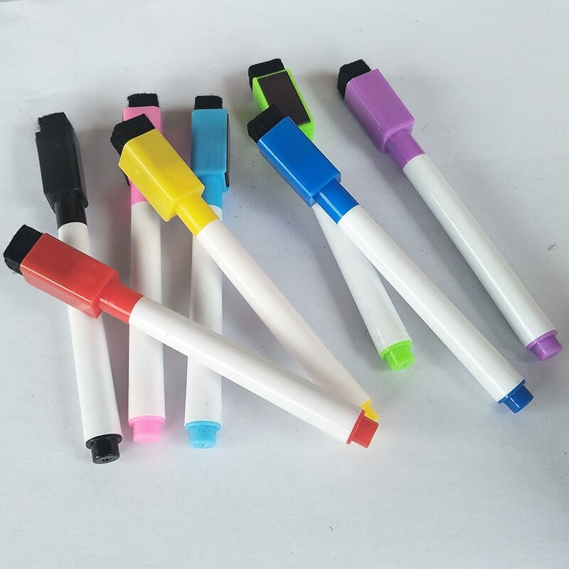 8 Droog Uitwisbare Markers-Whiteboard Markers Met Cap Gemonteerde Gum Whiteboard Markers, lage Geur Fine-Punt Markers