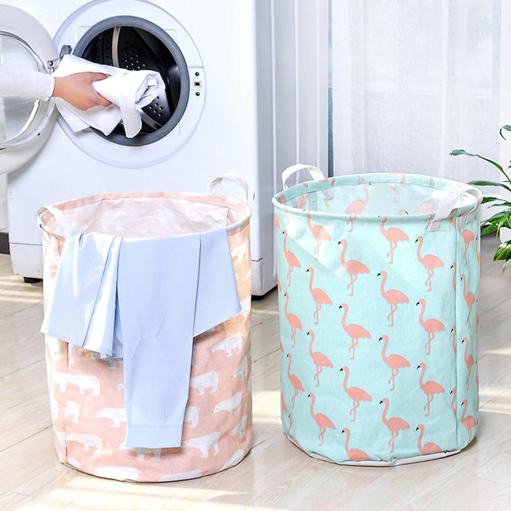 Sammenfoldelig bomuldslinned snavset vasketøjskurv tøj legetøj opbevaringspose poseholder