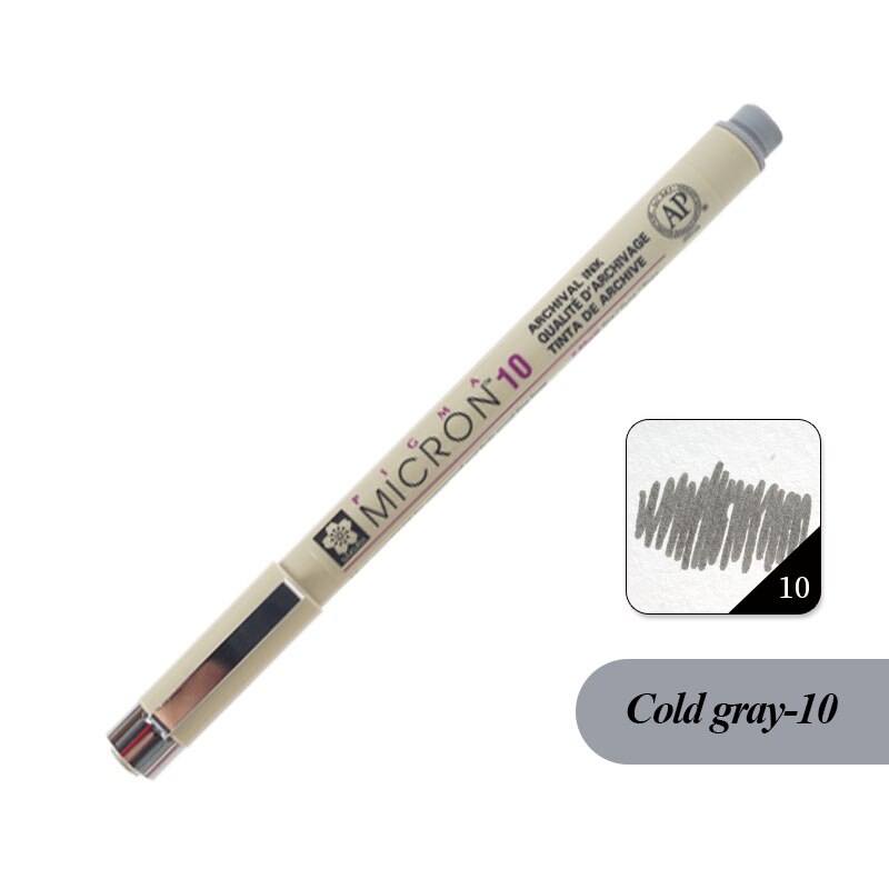 SAKURA Waterproof Thread Hooking Needle Pen Creation Color Drawing Pen Special for Drawing Art Animation Set Cold Gray: Coldgray10