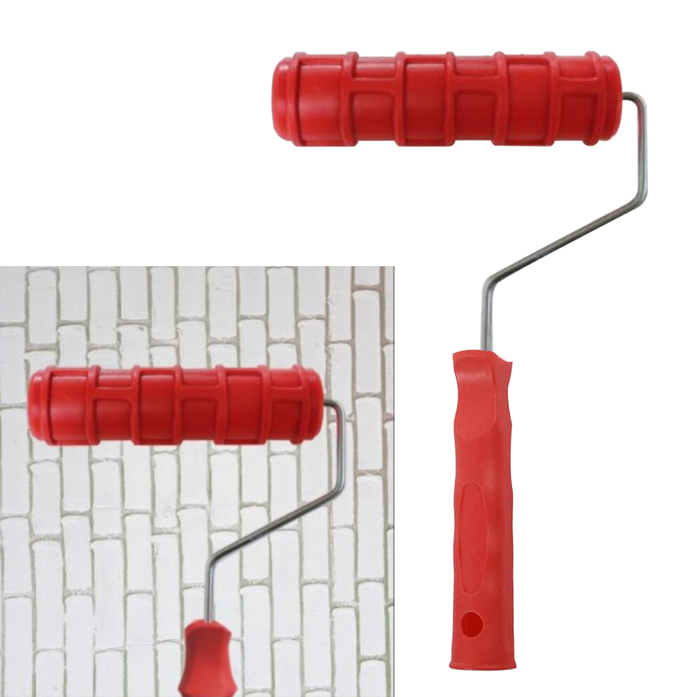 7-Zoll-3D-Rändel-Prägewalze für Zuhause, konkav, konvexe Textur, Wanddekoration, arbeitssparendes Bauwerkzeug, Gummi mit Griff: Cremeweiß