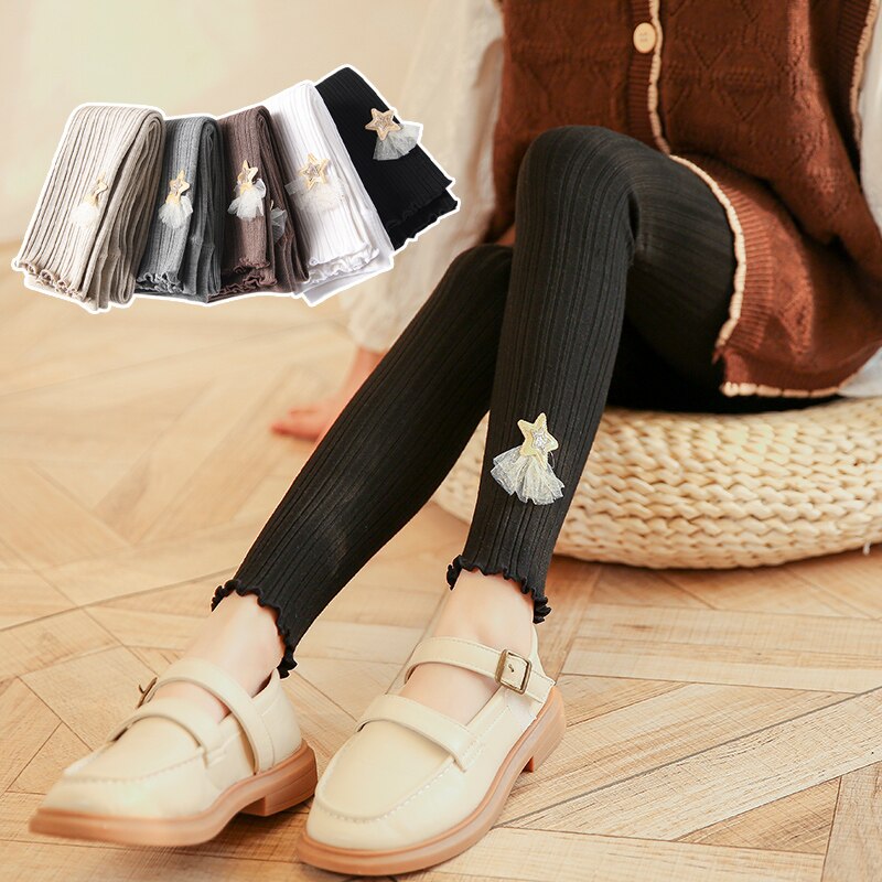 Kinderen Ster Rok Houten Oor Leggings Negen Punt Broek Studenten Lente En Herfst Kinderen Katoen Gebreide Katoenen panty