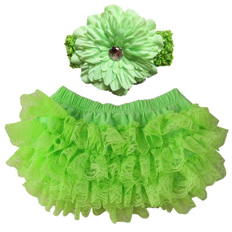 Cute Baby Girl Bloomers Diaper Cover Headband Set Newborn Ruffle Panties Lace Infant Shorts NSV775