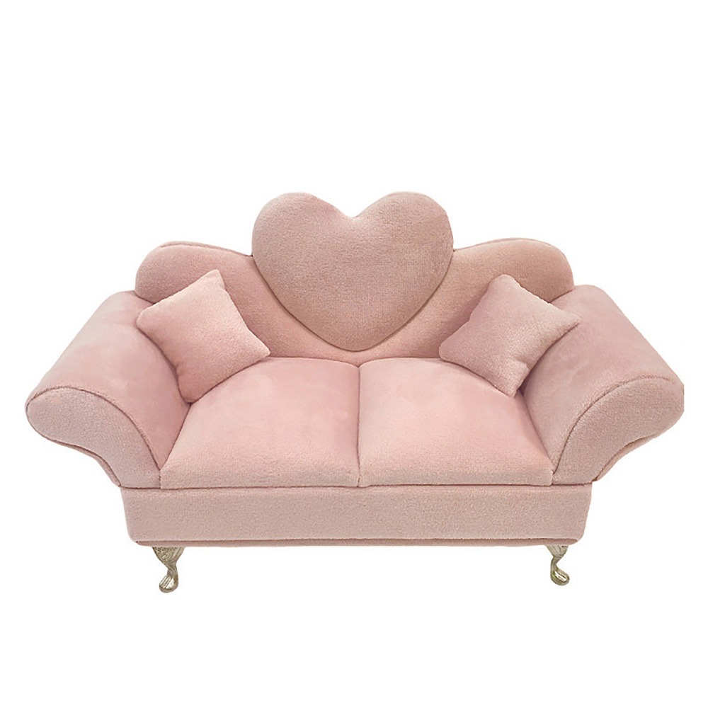 Dutch Velvet Sofa Shaped Jewelry Box Bracelet Mini Couch Earrings Ring Display Stand Luxury with Mirror: Pink