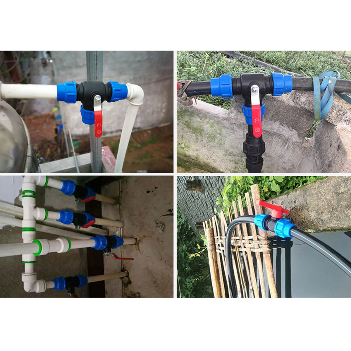 PVC PE Tube Tap Water Splitter 20/25/32/40/50mm Plastic Quick Valve Connector Garden Lawn Orchard Irrigation Water Pipe Fittings