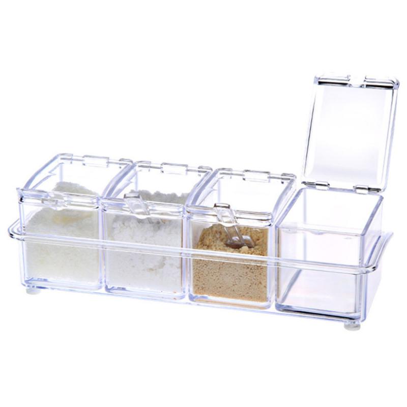 4 Stks/partij Keuken Organisator Opbergdozen Kruiden Kruiden Pot Transparant Suiker Zout Fles Keuken Accessoires Ok 0631