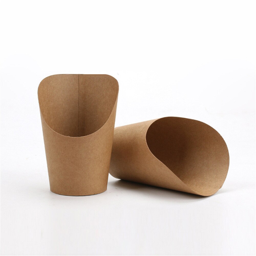 50 Pcs 140z French Fries Cups Disposable Kraft Paper Cups Snack Containers Charcuterie Baking Cups Take-Out Dessert Supplies