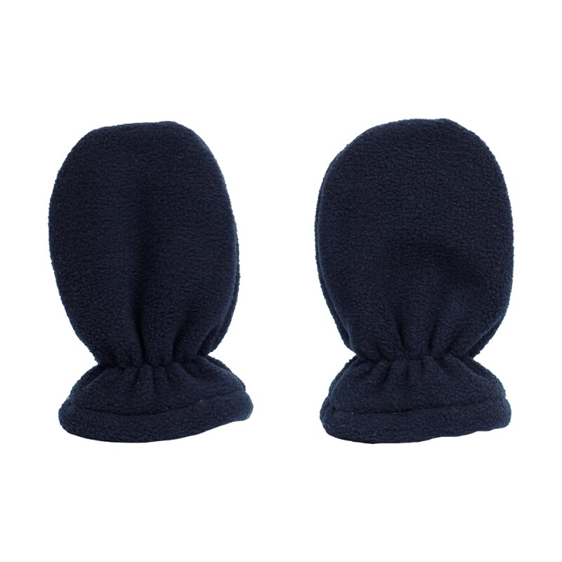 Baby Gloves Winter Warm Plus Velvet Mittens Children Kids Lined Fleece Gloves: Navy Blue S