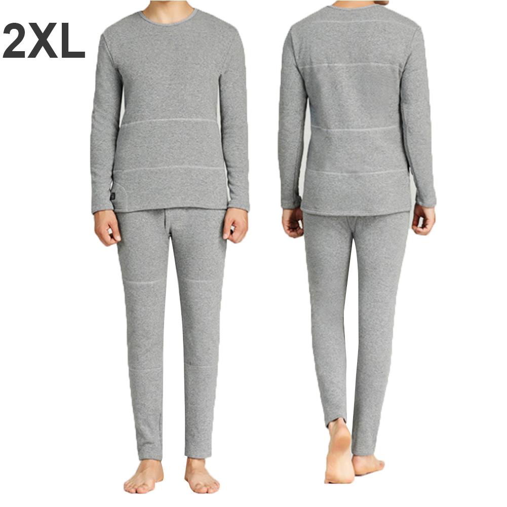 Unisex Thermische Ondergoed Set Elektrische Verwarming Vest Waterdichte Kleding Enkelzijdige Geborsteld Thermo Ondergoed Voor Mannen Vrouw: Grijs