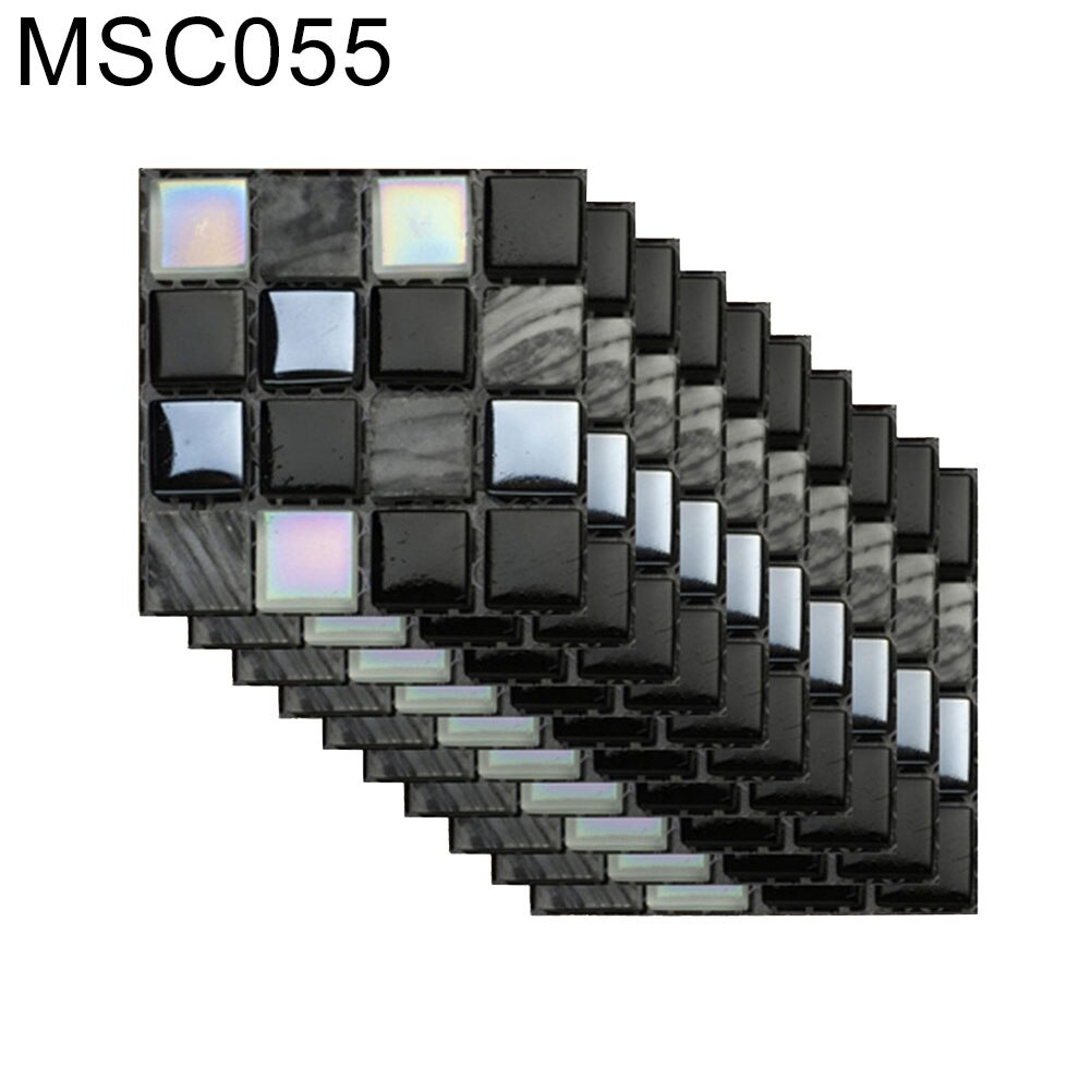 10pcs Mosaic Plane Sticker Black Gray Pvc Self-adhesive Bathroom Kitchen Tiles Waterproof Wall Stair Tile Stickers Decoration: MSC055