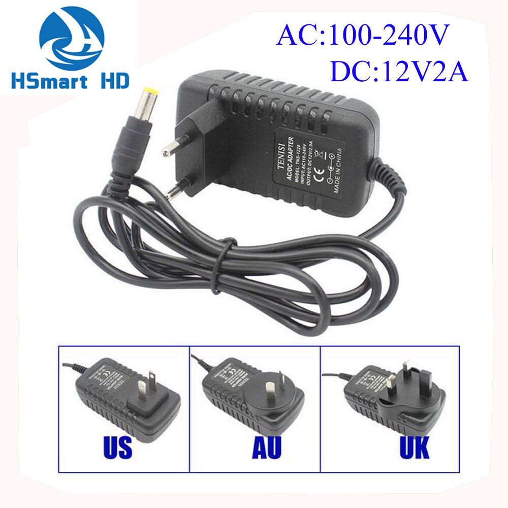 Alimentation de caméra DC 12V 2A AC 100-240V EU US UK AU adaptateur DC chargeur alimentation 2.5x5.5mm pour les systèmes de bande lumineuse LED DVR