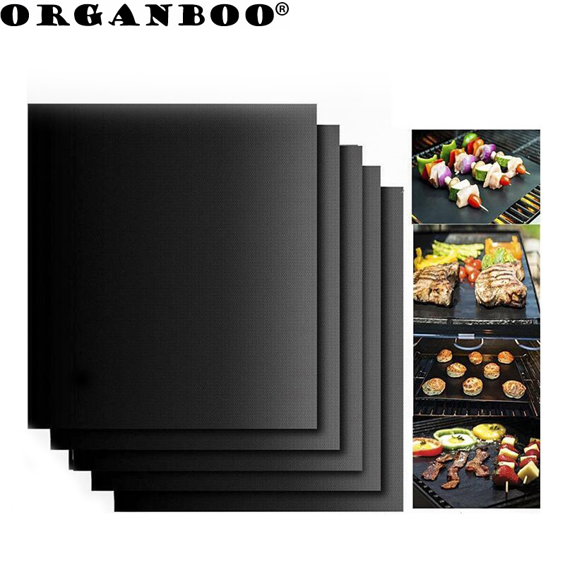 ORGANBOO 2 stks/set Draagbare Makkelijk Schoon Anti-aanbak BBQ Grill Mat Herbruikbare Pad Sheet Plaat Bakvormen Koken Gereedschap BBQ Accessoires