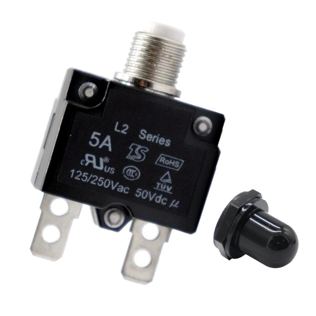 Manual Reset Thermal Circuit Breaker Overload Protector Switch 5A Black Cap