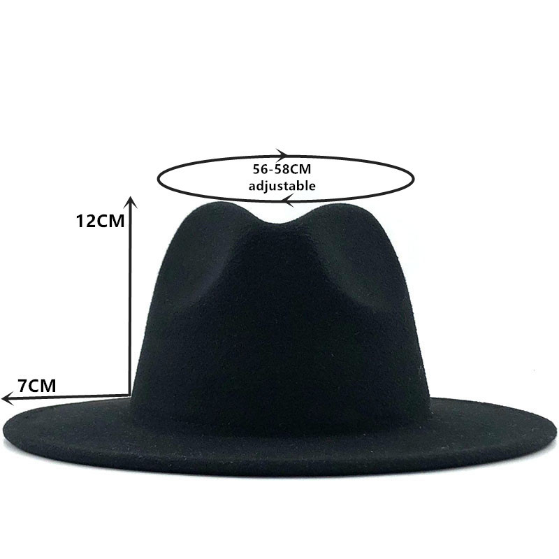 Purple Yellow Patchwork Unisex Panama Wool Felt Fedora Hats with Belt Buckle Women Men Wide Brim Party Trilby Gambler Hat 60CM