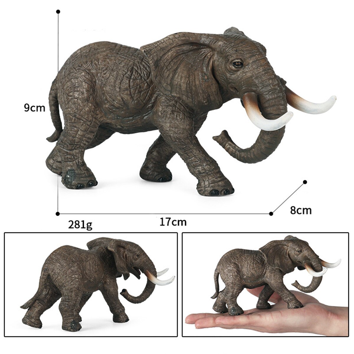 Asiatischer Elefant Zoo Modell Ornament Wilde Tiere Figur Kognitiven Spielzeug für freundlicher freundlicher Dekoration 2022 Neue PVC AUF Lagerbier