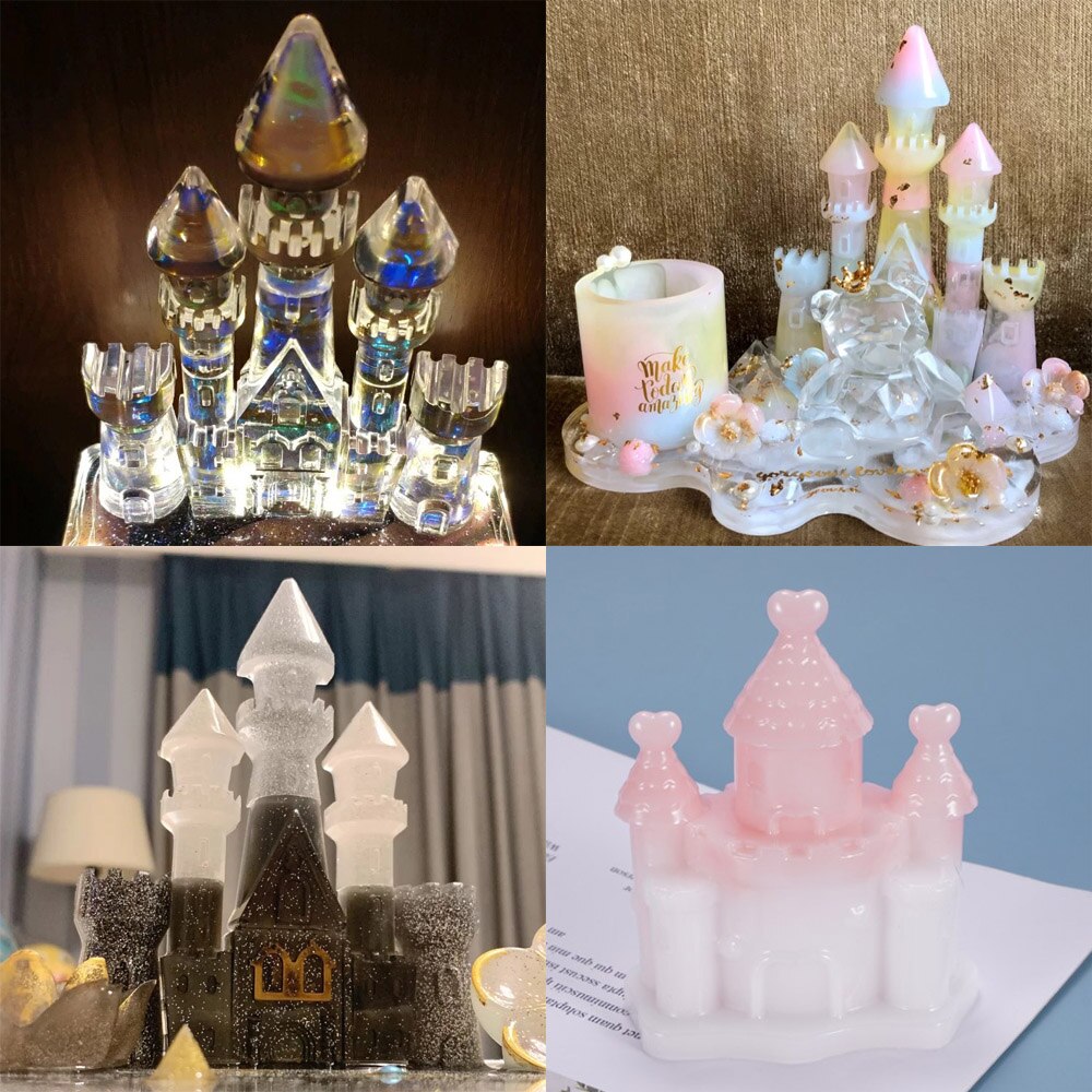 3 stilar slott silikonformar villa julhus uv epoxiharts mögel för diy hantverk heminredning verktyg smycken tillverkning