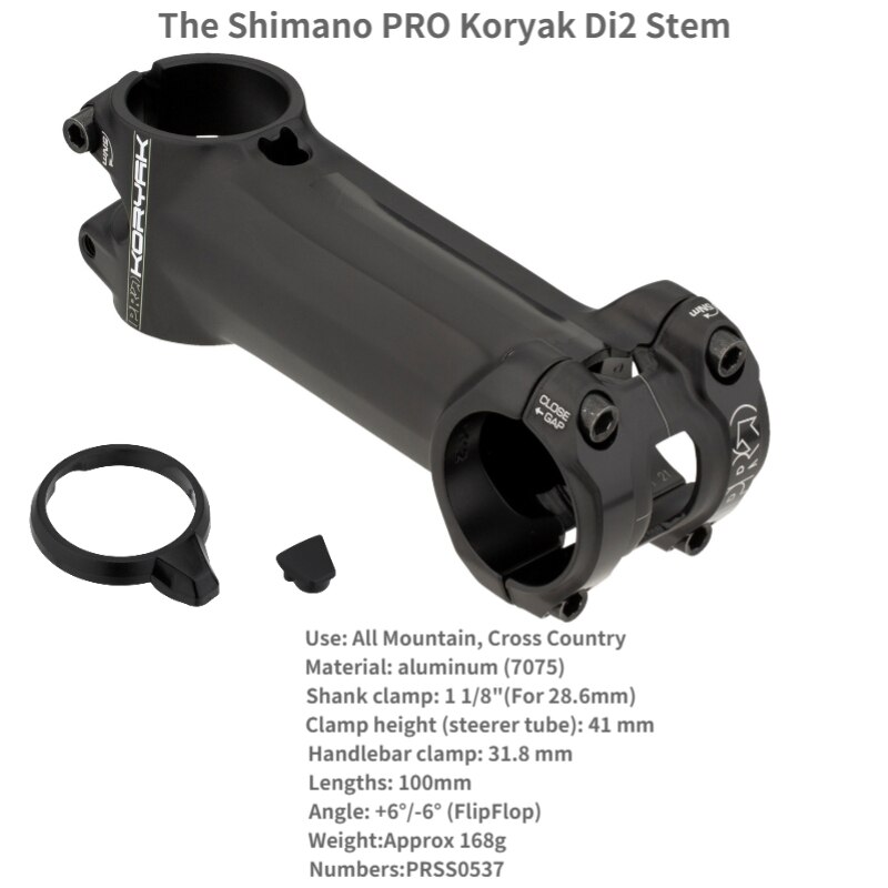Shimano – tige PRO Koryak Di2, 0 degré + 6 °/-6 ° degrés, 1-1/8 &#39;&#39;31.8mm 35/50/60/70/80/90/100