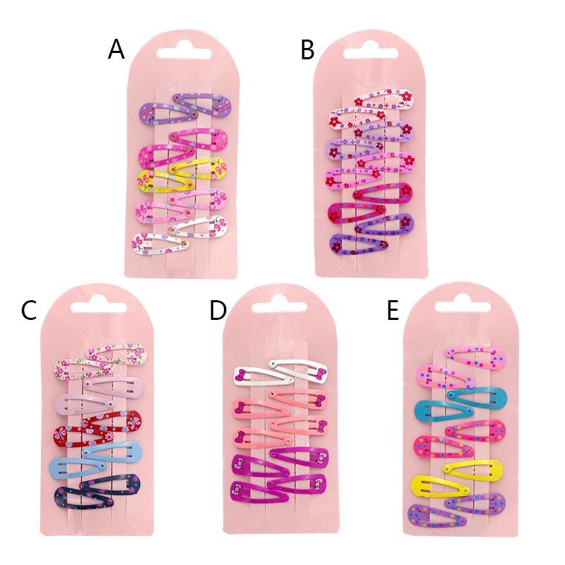 10Pcs Haarspelden Snap Haar Clips Voor Kinderen Meisjes Cartoon Haaraccessoires Baby Leuke Haar Clip Pins Bloemen Patroon Barrette