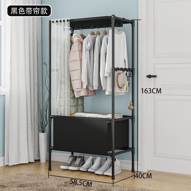 Wardrobe Clothes Hanger Storage Locker Open Closets Dressing Rooms Cabinets Portable Wardrobe Closet with Dustproof Curtain: Red